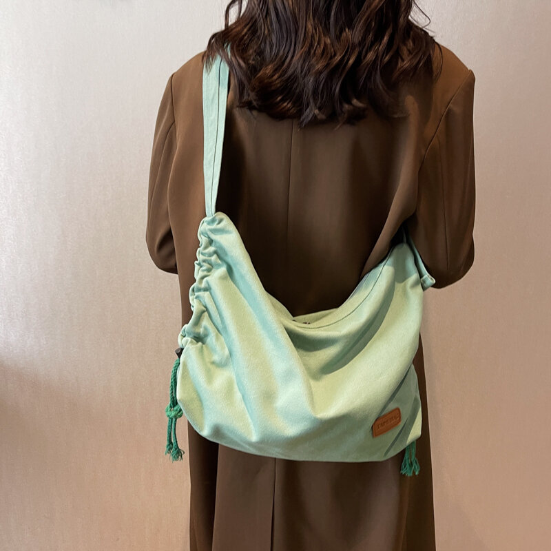 Large Capacity Casual Canvas Shoulder Bags Female Simple Solid Crossbody Bag Designer Handbags Sac A Main Women's Hobo Tote Bag
