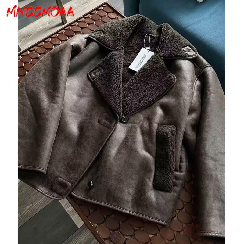 MNCCMOAA-Chaqueta de forro polar de imitación para mujer, abrigo informal de manga larga con bolsillos sólidos, Tops de invierno, 2023