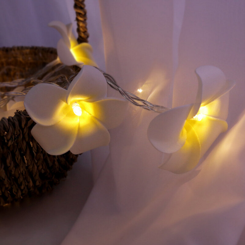 Diy Plumeria Led String Licht Batterij Usb Eu Plug Power Frangipani Bloemen Garland Light Voor Holiday Party Xmas Slaapkamer Decoratio
