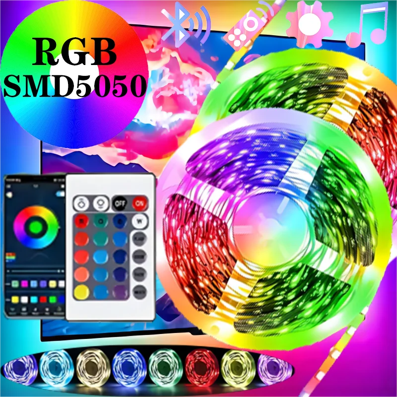 RGB LED Strip Lights 5050 IR Remote Bluetooth APP Control USB 1M 2M 3M 4M 5M 10M 15M 20M Festival Deco Backlight For Bedrooms