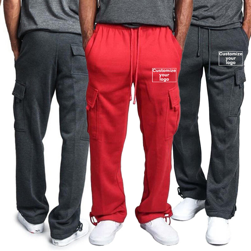 Leisure men's loose jogging pants customize your logo men's sportswear sports pants multi pocket long pants