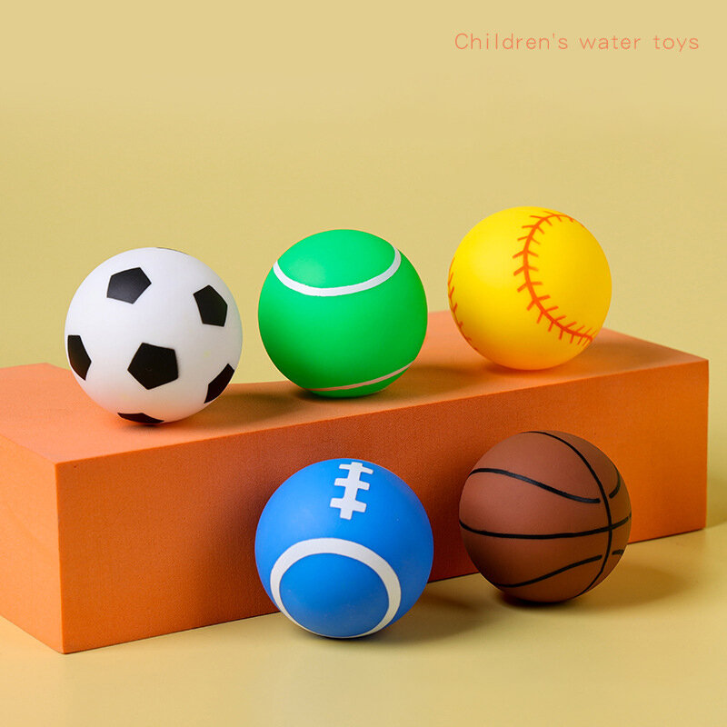 Mainan bola suara karet lembut anak-anak, 1 buah 5.5CM mainan bola pantul lompat sepak bola lucu untuk pesta ulang tahun anak laki-laki