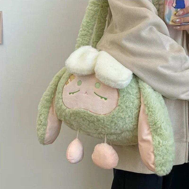 Xiuya Cute Cartoon Womens Shoulder Bag Plush Fluffy Doll Lolita Jk Harajuku Fashion Armpit Bag Exquisite Female Kawaii Handbag