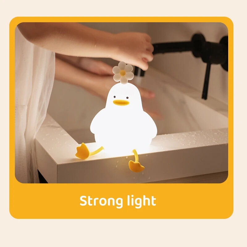 Pato lindo Led luz nocturna recargable por USB, lámpara ambiental de silicona, Interruptor táctil, decoración de la habitación de los niños, regalo de cumpleaños