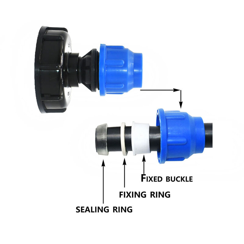 IBC Tank Adapter S60 x 20mm 25mm 32mm PE Tube Connector Elbow Tee Water Splitter  Plastic Pipe Fitting For Farm Irrigation