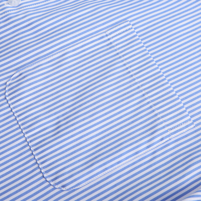 Camicie classiche da uomo a maniche lunghe in tinta unita/a righe con toppa singola tasca formale Business Regular Fit Office Social Shirt