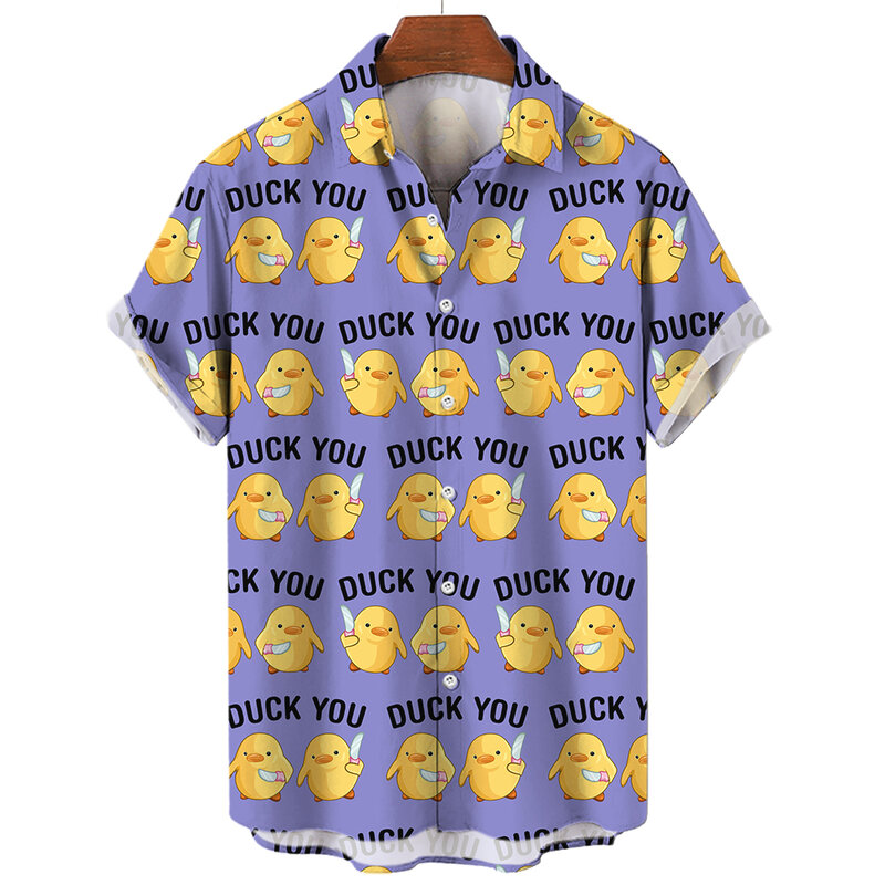 Funny Shirts For Men 3d Animal Duck Print High-Quality Men's Clothing Summer Casual Short Sleeved Tops Tee Loose Oversized Shirt