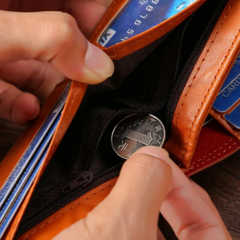 남성용 반지갑, 신사 유럽 및 미국 유행 브랜드, 맞춤형 지갑, 2 폴드 버클, 멀티 카드 가죽 클립