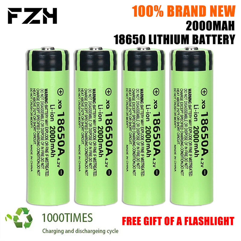4.2V 2000mAh 18650 batteria ricaricabile batterie 3C scarica 18650 batteria al litio a celle HD con torcia a LED T6