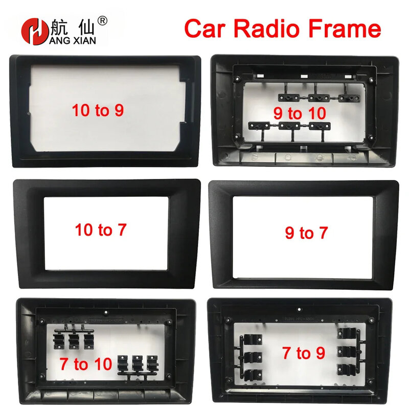 Bingkai saklar radio mobil, 9 10 inci hingga 7, 9 hingga 10 inci, bingkai saklar radio mobil cocok untuk semua model radio mobil, bingkai konversi fascia