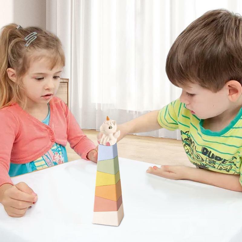 Stacking Building Blocks Early Education Sensory Toy Montessori Stacking Tower Hand-Eye Coordination Learning Activities