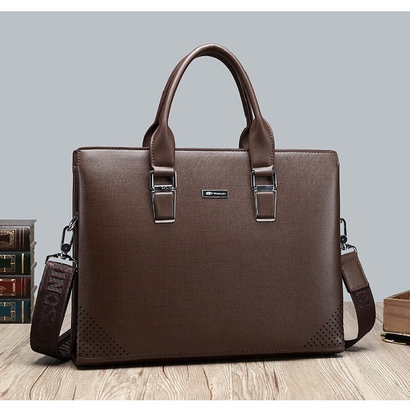 Luksusowa prawdziwa skórzana męska teczka biznesowa torba na ramię pojemna torba biurowa torba na laptopa dla mężczyzn