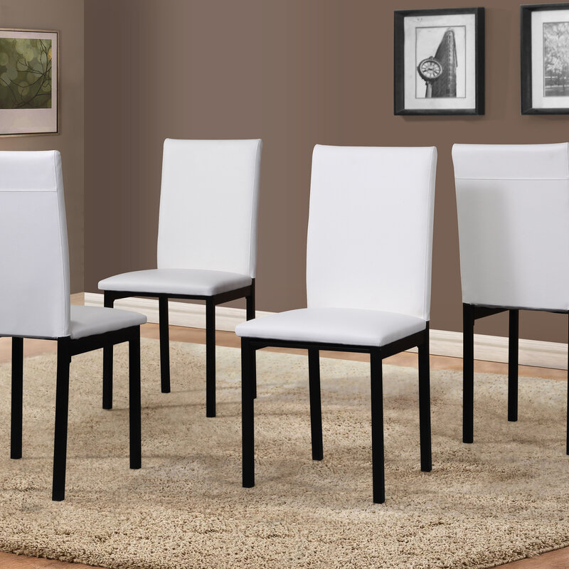 Juego de 4 sillas de comedor con marco de Metal y asiento de piel sintética Noyes, color negro, elegantes