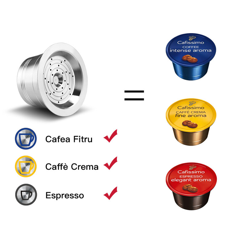 Wieder verwendbare Espresso-Kaffee kapsel aus Edelstahl für Cafissimo mit drei Herzen k Gebühr Caff italy Tchibo Kaffee maschine Zubehör