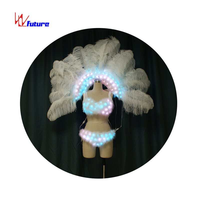 Disfraces de Carnaval de Brasil con luz LED, WL-0187, alas de plumas, mochila, ropa de actuación, Ropa de baile exótica