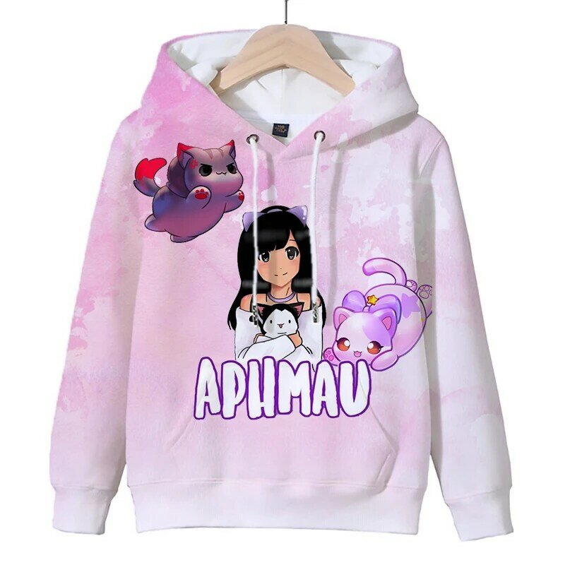 Nowy Aphmau bluzy z kapturem z nadrukiem 3D dzieci dziewczęcy sweter bluza w stylu Harajuku kreskówkowe topy jesiennych chłopców odzież sportowa Anime dla dzieci