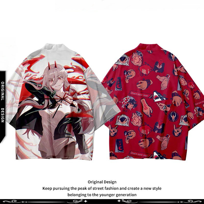 Camisa Kimono con estampado de Anime japonés Harajuku para hombre y mujer, traje de moda con manga de siete puntos, cárdigan, cárdigan, 3d