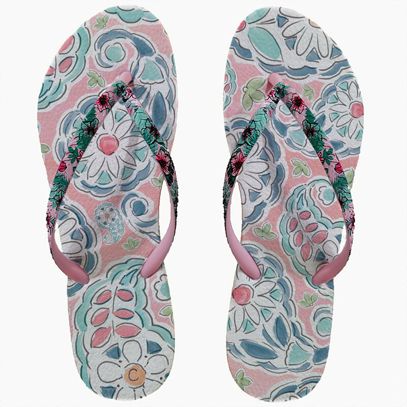 New Summer Women's Slippers Street Student Women Clamp Foot Light Soft Non-slip Beach Flip-flops Floral Wear Comfortable