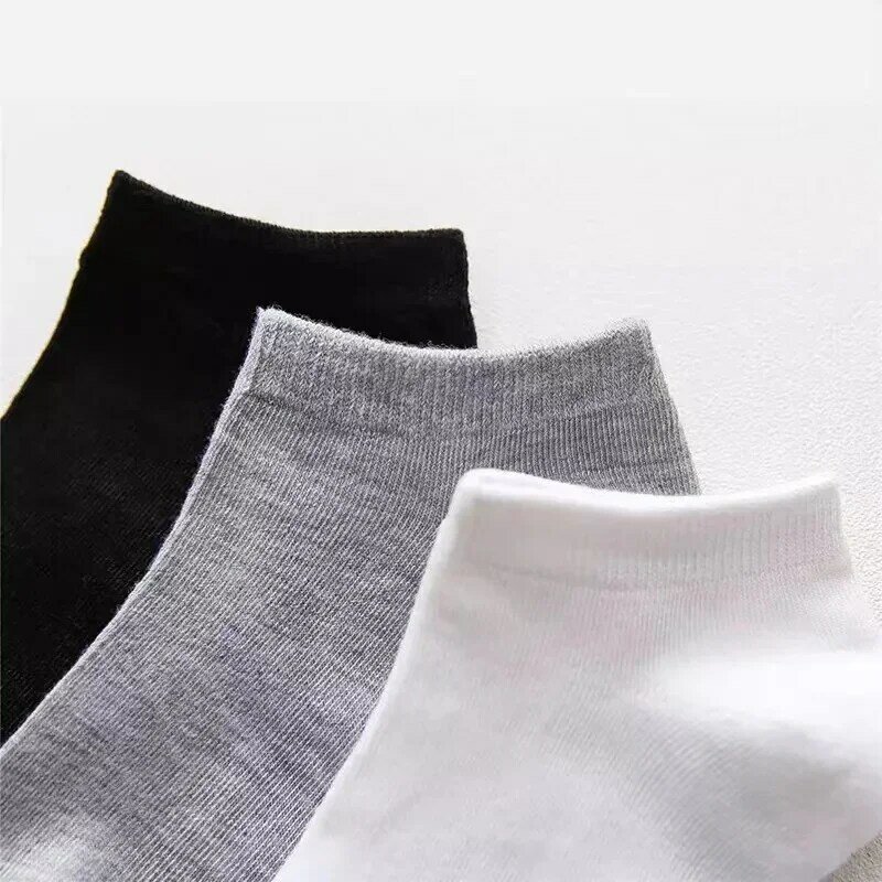 20Pcs/ Men's Socks Spring Summer Thin Breathable Soft Polyester Cotton Socks Black Casual Business Ankle Boat Socks Size EU38-45