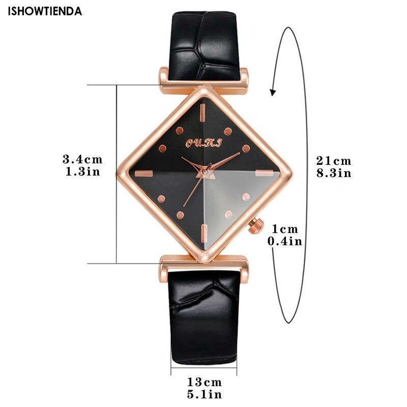 N iche นาฬิกาเพชรใส่น้ำตาล C UBE สำหรับผู้หญิงนาฬิกาแบรนด์หรูนาฬิกาข้อมือดิจิตอล Tali kulit Wanita