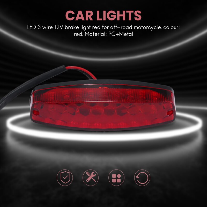 ATV 12V 3-Draht-Bremsleuchte Lizenz Rücklicht rot für ATV Offroad Motorrad Signallampe Zubehör Auto Lichter