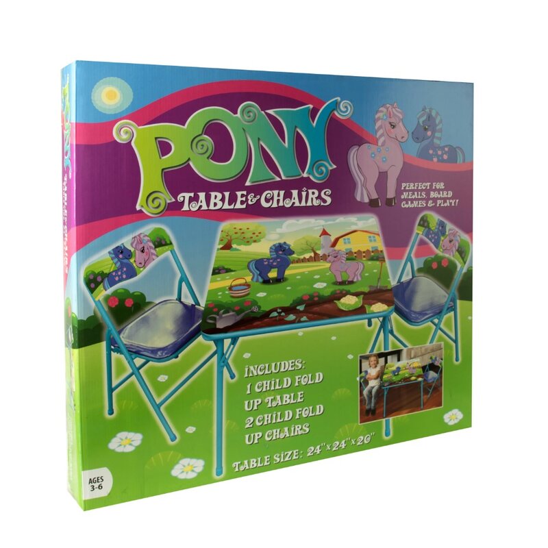 Indoor Pony Table & Chairs, Multi-Color - Ages 3 to 6 Years 24"x24"