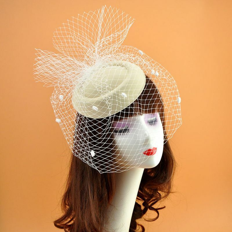 50JB Fascinators Hats 20s Solid Color Pillbox Hat Cocktail Tea Party Headwear Cap with Birdcage Veil for Girls and Women