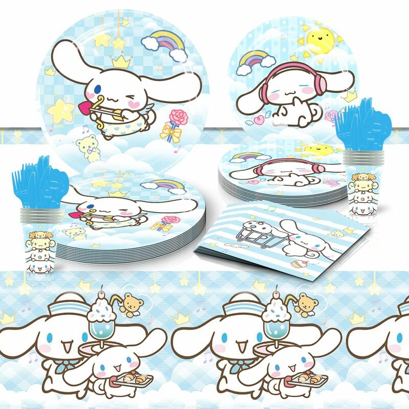 Disney Cartoon Cinnamo-Roll White Dog Theme Birthday Party Decoration Supplies Disposable Cutlery Balloon Banner Baby Shower