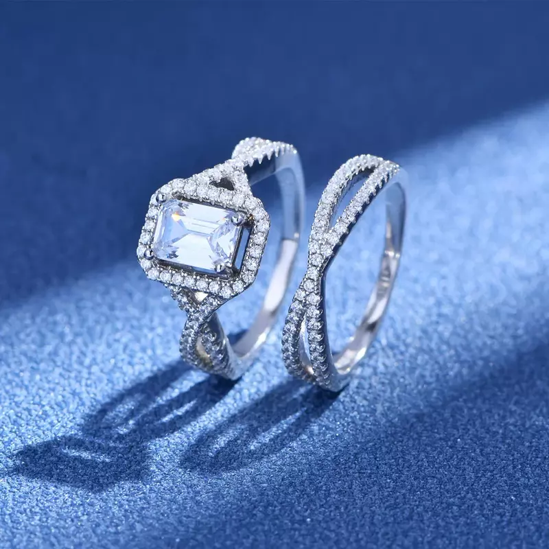 Neue modelle linie voll diamant zweiteiliges ringset für frauen s925 silber handwerk in europa und amerika klein und vielseitig
