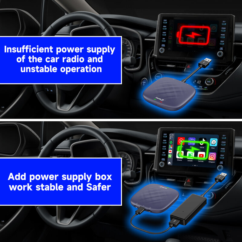 CarlinKit-Mini boîtier d'alimentation de navigation de voiture, boîtier portable Plug and Play, résout le problème de navigation de voiture ShorX4