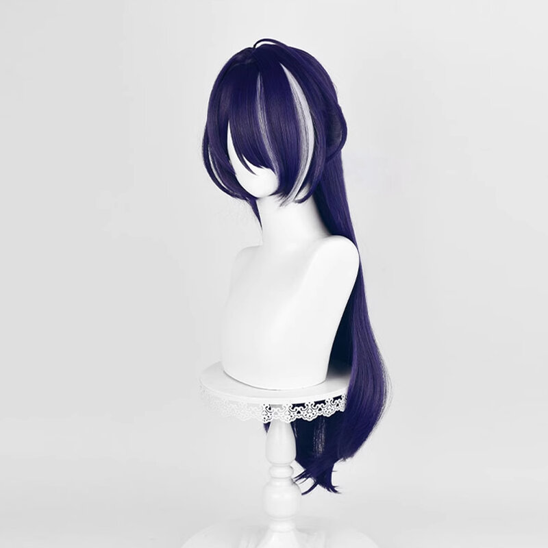 Honkai Star Rail Acheron peluca sintética larga y recta, Purple, mezcla blanca, reflejos, juego de Cosplay, pelo esponjoso para fiesta