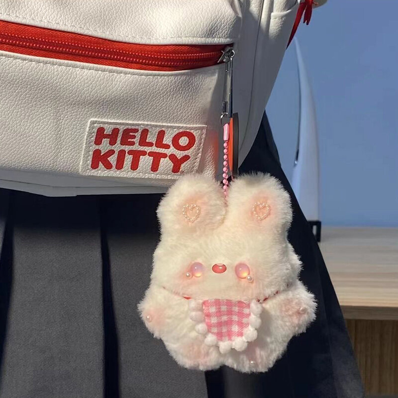 DIY Cartoon Plush Bib Rabbit Doll Toy Keychain Cute Bag Pendant Charms Car Keyring For Women Kawaii Gift
