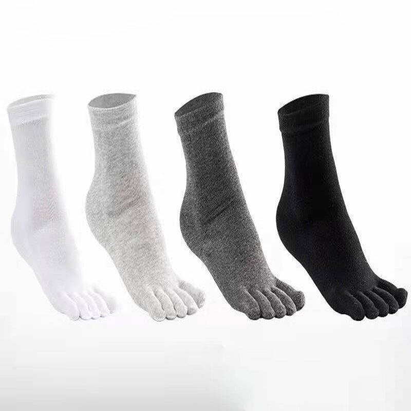 Breathable Solid Color Cotton No Show Socks Sweat Absorption Ankle Socks Toe Socks Men'S Split Toe Sock Five Fingers Socks