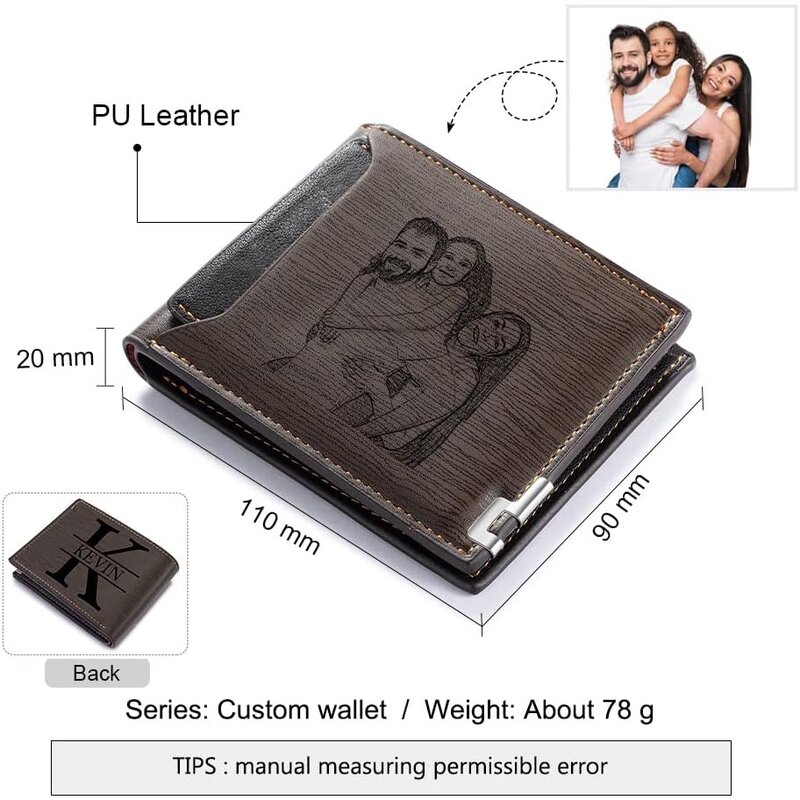 Personalized Photo Wallet for Men Customized Picture Name Wallets for Men Gift for Men Father's Day Valentines Gift for Husband