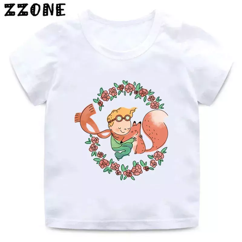 Kaus anak-anak lucu motif seni pangeran kecil kaus anak laki-laki bayi kartun atasan anak-anak lengan pendek musim panas pakaian anak perempuan, HKP5449