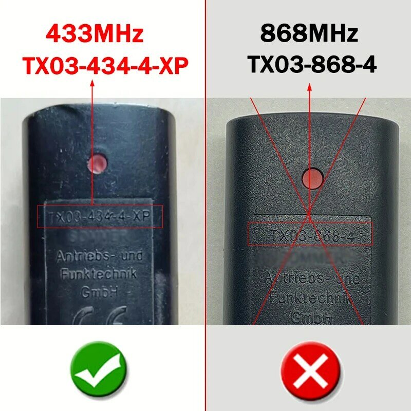 SOMMER TX03-434-4-XP 434,42 MHz Control remoto para puerta SOMMER 4013 4014 4022 TX02 TX03 434 2 4 XP Control remoto para puerta de garaje 434MHz