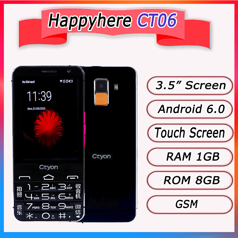 Barato Botão Do Telefone Móvel, Smartphone Teclado Russo, Android 6.0 Cellulare1GB RAM, Quad 8GB ROM, WiFi, GPS, 3.5 "Touch Screen