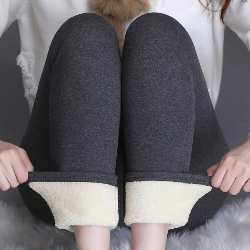 Celana panjang hangat untuk wanita, celana dalam termal pinggang tinggi bercetak modis kasual untuk wanita