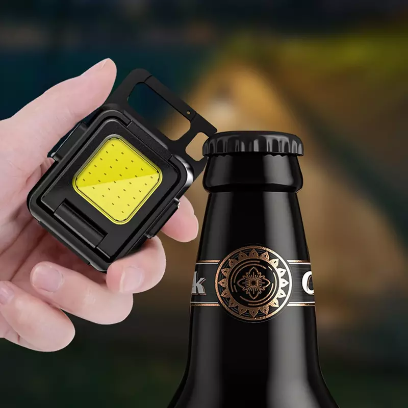 Mini Keychain LED Flashlight Outdoor Camping Work Light USB Rechargeable Torch Multifunctional Portable Lantern with Magnet
