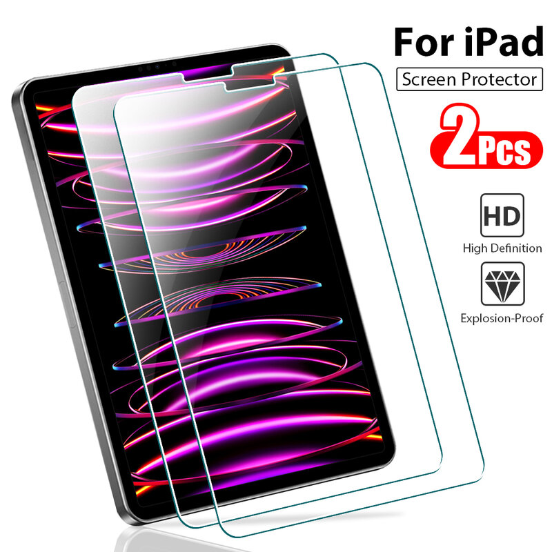 Für iPad Pro 11 12,9 6. 10,2 Luft 4 5 Displays chutz folie aus gehärtetem Glas für 9 9. 10 10. Generation Mini 6 9,7 Film zubehör