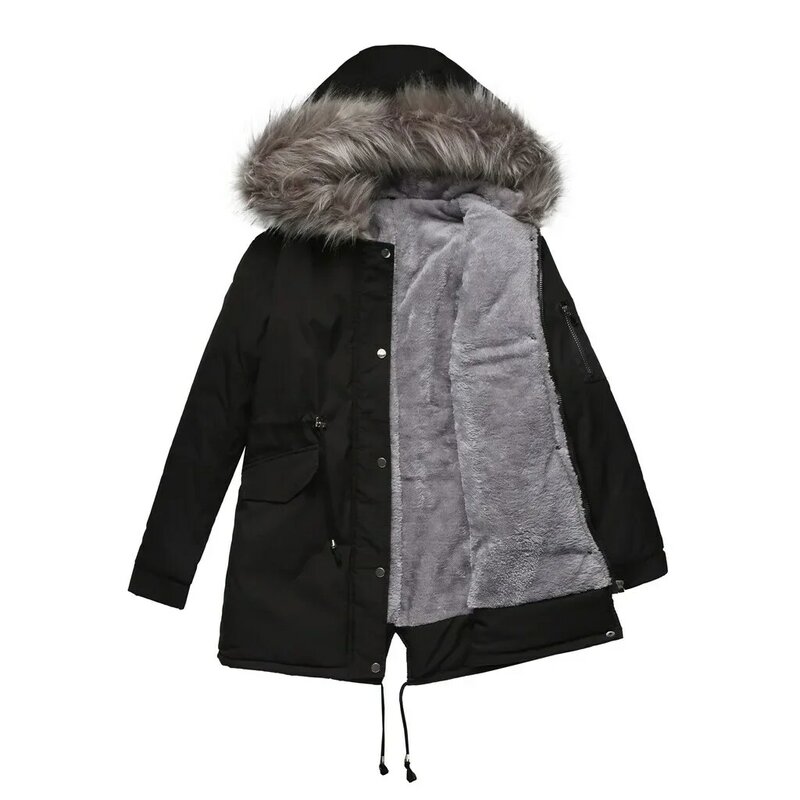 Parker Parkas Coat Long Hooded Winter Warm Plus Fleece Coat Plus Cotton-padded Clothing 2023 Winter Jacket Women Parkas