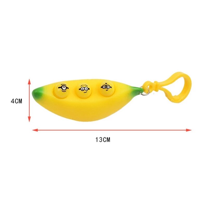 Engraçado Banana Expressão Chaveiro Pingente Stress Aliviar Descompressão Fidget Toy TPR Pinch Antistress Ornamento Para Crianças Presente