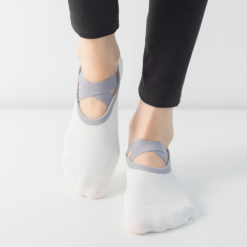 Женские бандажные носки для йоги, Нескользящие быстросохнущие хлопковые спортивные носки из ПВХ и силикона для балерины, фитнеса, пилатеса, спортзала