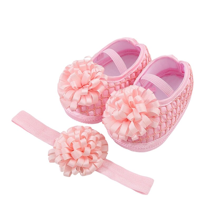 Baby Mädchen Prinzessin Schuhe und Stirnband Band Blume Mary Jane Wohnungen Kleid Wanderschuhe für Neugeborene Kleinkind