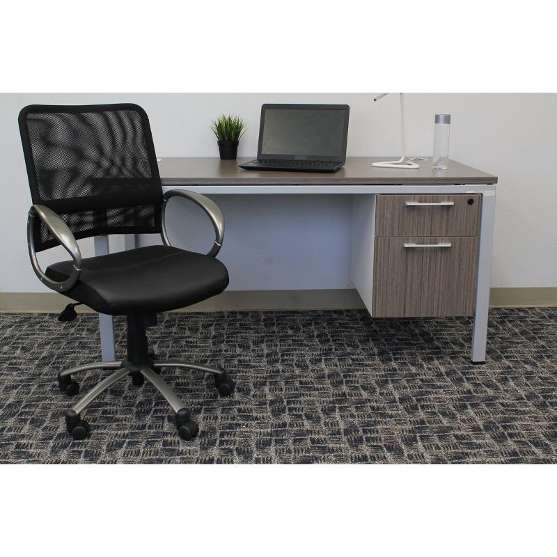 Breathable Design Black Mesh Back Task Chair with Pewter Finish