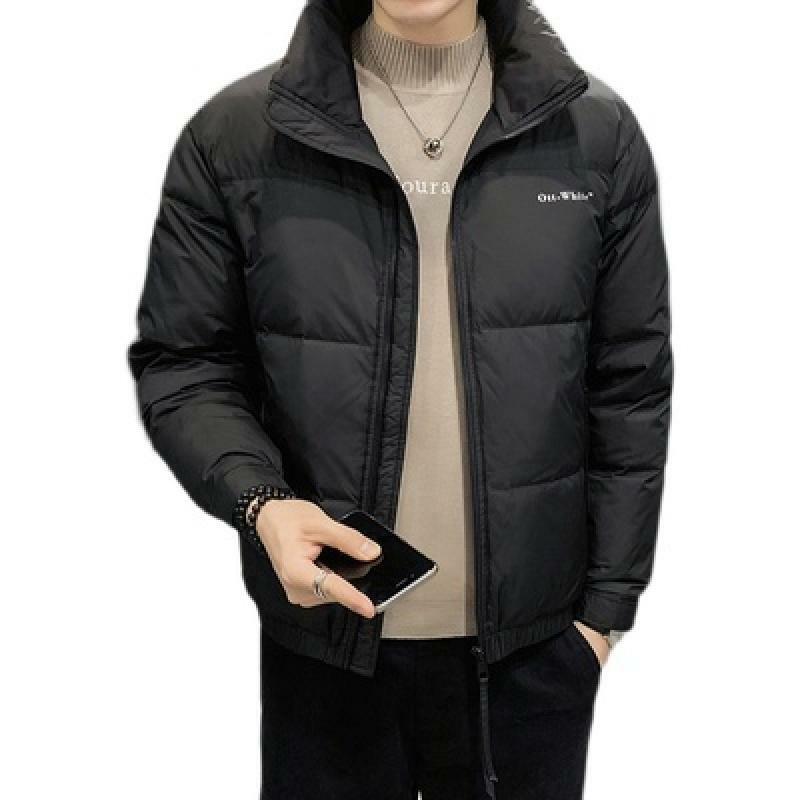 Mantel Panjang Kerah Berdiri Musim Dingin Streetwear Bagus untuk Pria Pakaian Luar Hangat Tebal Mode Pria Jaket Bulu Angsa Putih Pendek M-4Xl