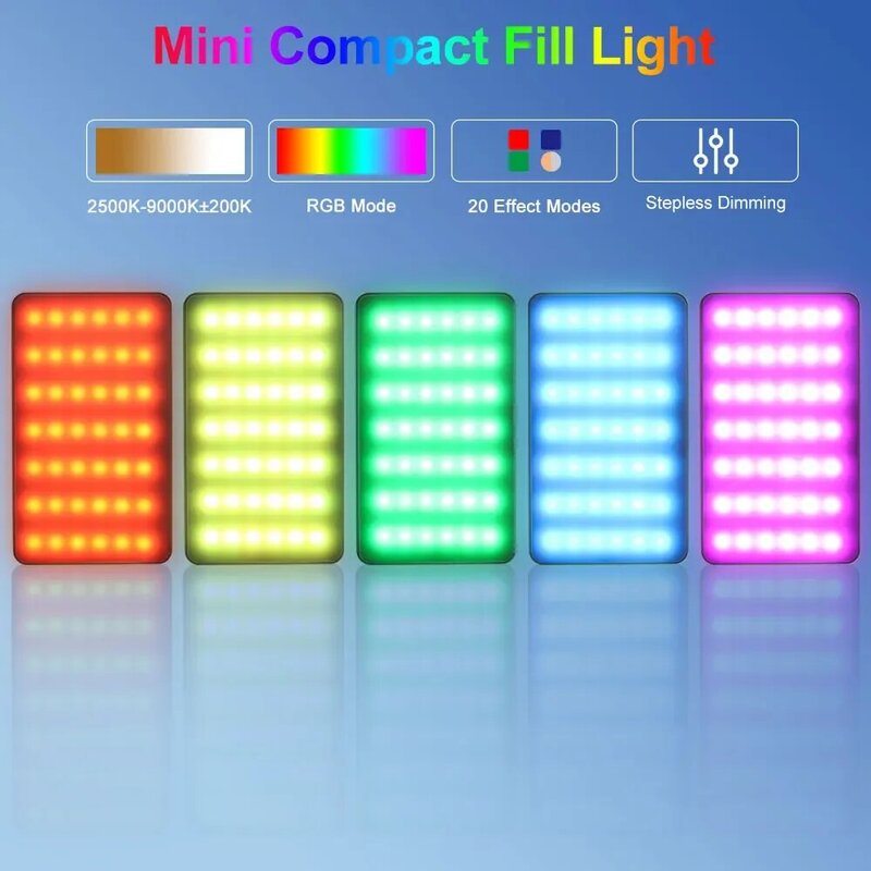 AKIMID Mini Luz de bolsillo RGB a todo Color, luz LED de relleno para teléfono móvil, escritorio en vivo, Luz Portátil para videoconferencia, vida Ultra larga