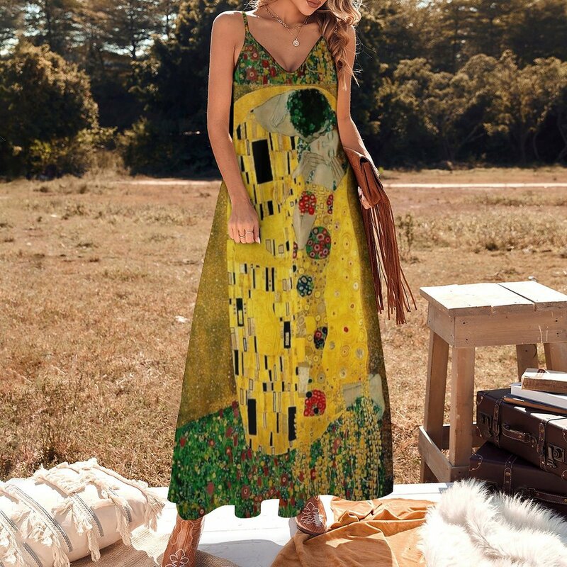 The Kiss by Gustav Klimt | Либespaar-платье для влюбленных без рукавов, летнее платье, корейские женские платья, лето 2023