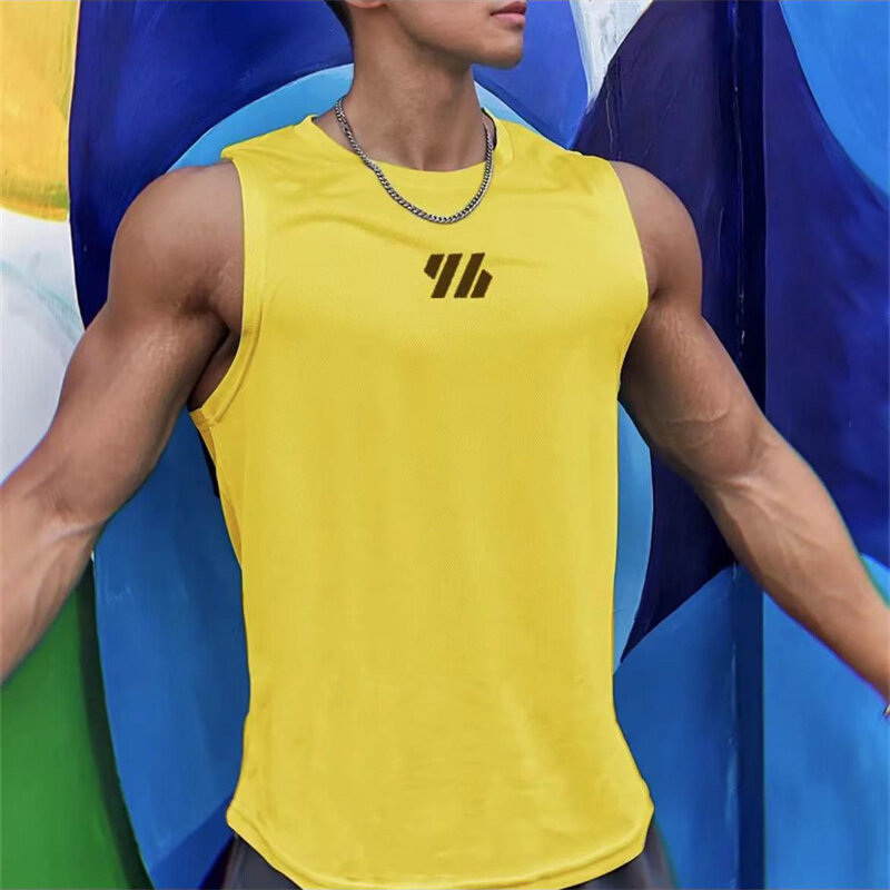 2023 neueste Sommer Gym Weste hochwertige Mesh Shirt ärmellose T-Shirts Männer Tanktops Laufen Fitness Sport Weste Männer Kleidung