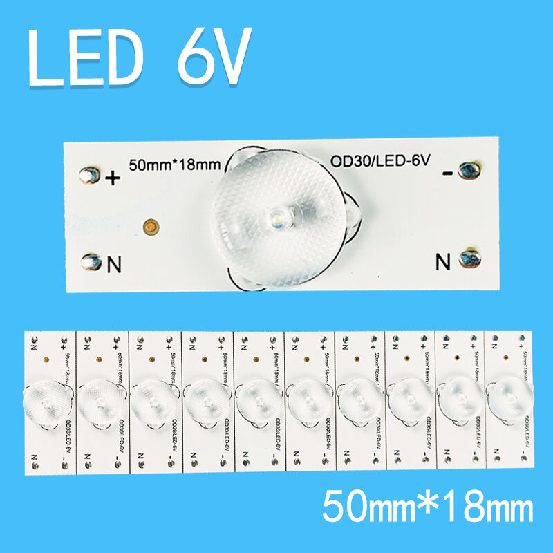 New LED Backlight Strip 6V Lamp Beads 50mm*18mm for LED TV Repair 32-75 Inch LED TV Back Optical Lens Filter